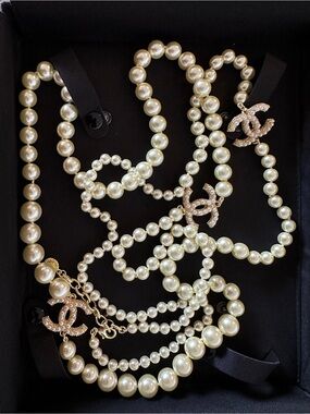 Chanel 67” Pearl CC Long Necklace | Statement Layering Piece